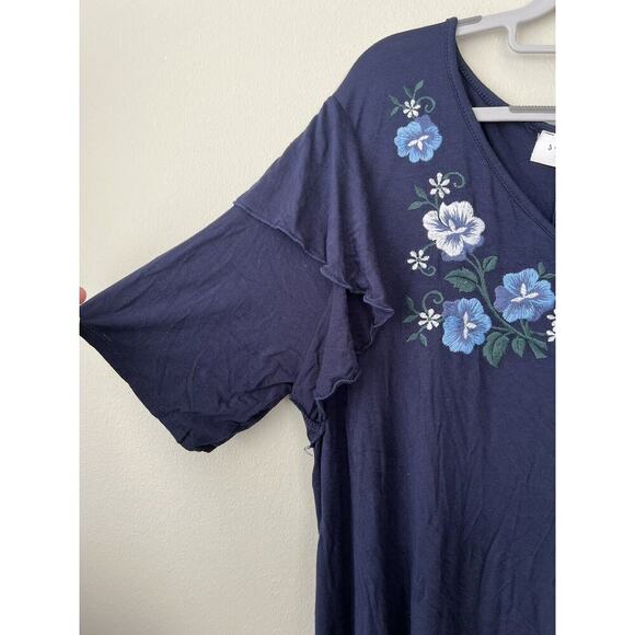 Janette Plus Top Womens 3X Floral Tunic Embroidered Boho *Small Hole* Ruffle - Picture 8 of 11